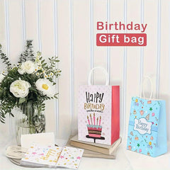 12pcs Foldable Paper Bag Birthday Party Series Handheld Gift Bag Candy Packaging