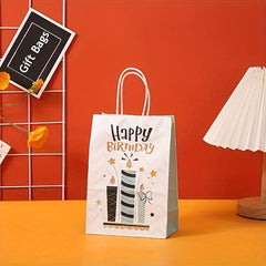 12pcs Foldable Paper Bag Birthday Party Series Handheld Gift Bag Candy Packaging