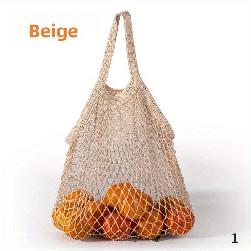 1pc Cotton Mesh Bag Portable All Cotton Bag Supermarket Vegetable And Fruit Bag