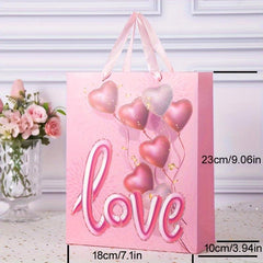 12pcs Pink Love Pattern Gift Bags - Mother's Birthday Party, Thanksgiving