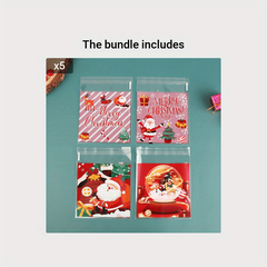 100pcs Christmas Self Adhesive Cookies Candy Gift Bag