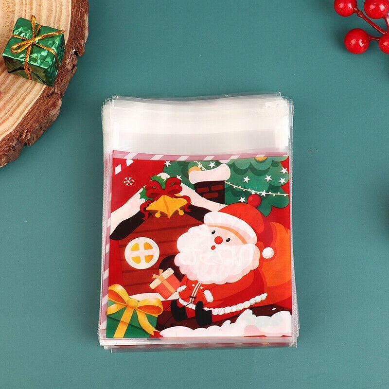 100pcs Christmas Self Adhesive Cookies Candy Gift Bag