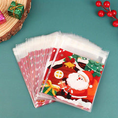 100pcs Christmas Self Adhesive Cookies Candy Gift Bag