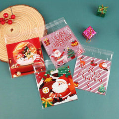 100pcs Christmas Self Adhesive Cookies Candy Gift Bag