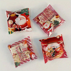 100pcs Christmas Self Adhesive Cookies Candy Gift Bag