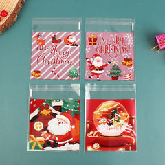 100pcs Christmas Self Adhesive Cookies Candy Gift Bag