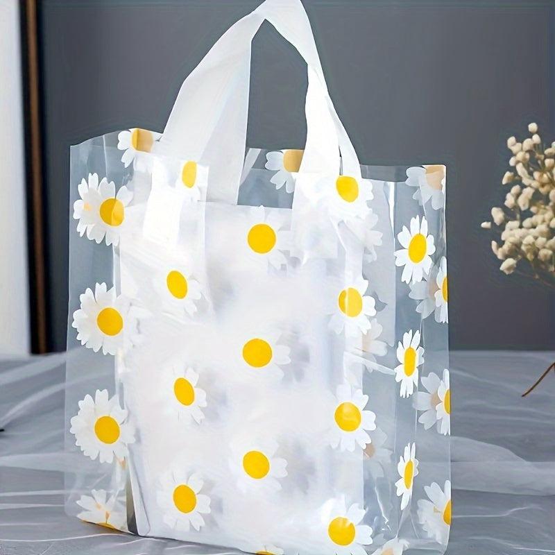 50pcs Small Daisy Sunflower Shopping Tote Bag for Parties and Holidays