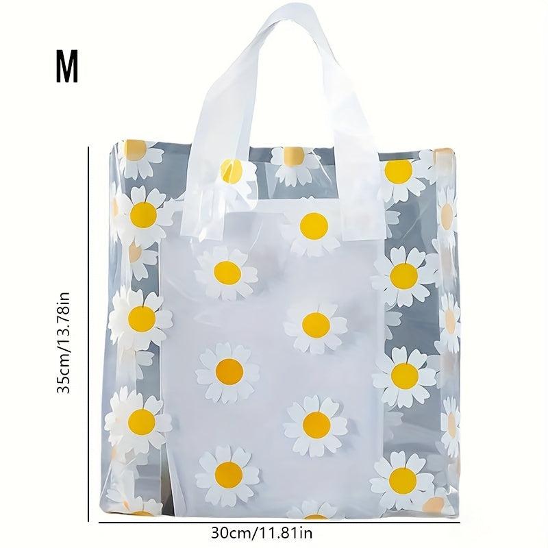 50pcs Small Daisy Sunflower Shopping Tote Bag for Parties and Holidays