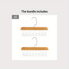 Wooden Tie Rack Belt Hanger with 8 Hooks Wardrobe Tie Holder Hanging Organizer