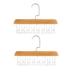 Wooden Tie Rack Belt Hanger with 8 Hooks Wardrobe Tie Holder Hanging Organizer