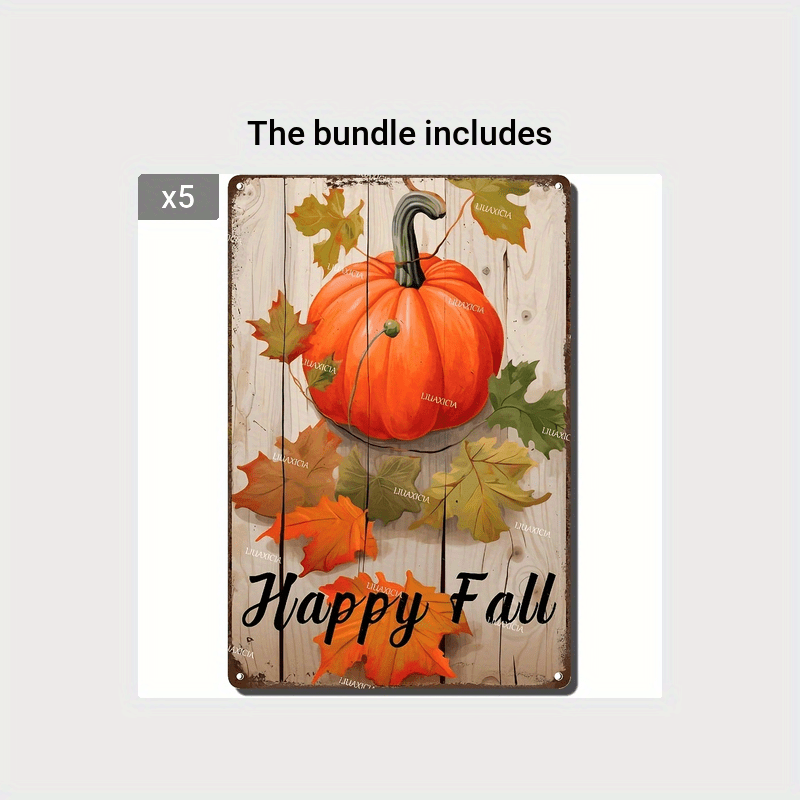 Vintage Happy Fall Autumn Pumpkin Metal Tin Sign 20 X 30