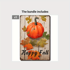 Vintage Happy Fall Autumn Pumpkin Metal Tin Sign 20 X 30