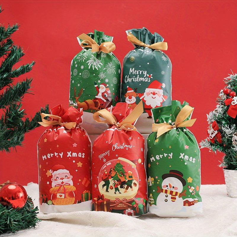 15Pcs Christmas Gift Cartoon Bag Candy Biscuit Bag Decoration