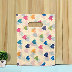 Small Plastic Shopping Bag Love Heart Pattern Retail Boutique Gift Bag