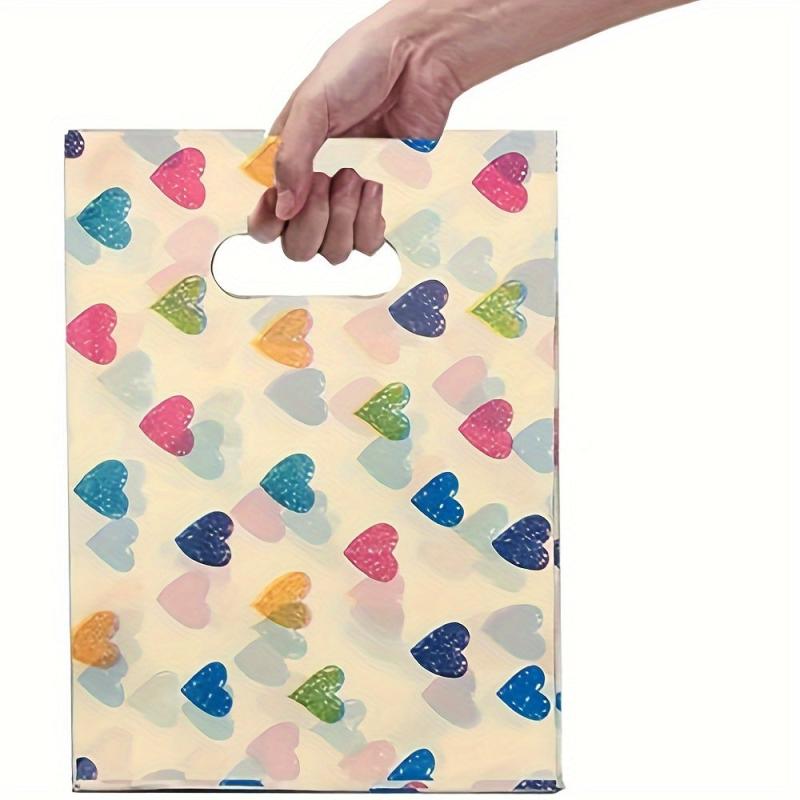 Small Plastic Shopping Bag Love Heart Pattern Retail Boutique Gift Bag