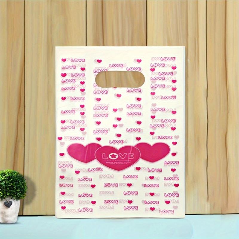 Small Plastic Shopping Bag Love Heart Pattern Retail Boutique Gift Bag