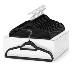 10pcs Slim Felt Hangers W Tie Bar Non Slip Swivel Hook