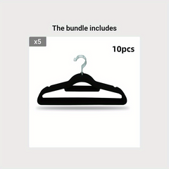 10pcs Slim Felt Hangers W Tie Bar Non Slip Swivel Hook