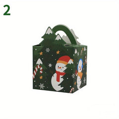 10pcs Cartoon Merry Christmas Treat Boxes for Candy Biscuit Cakes Paper Box