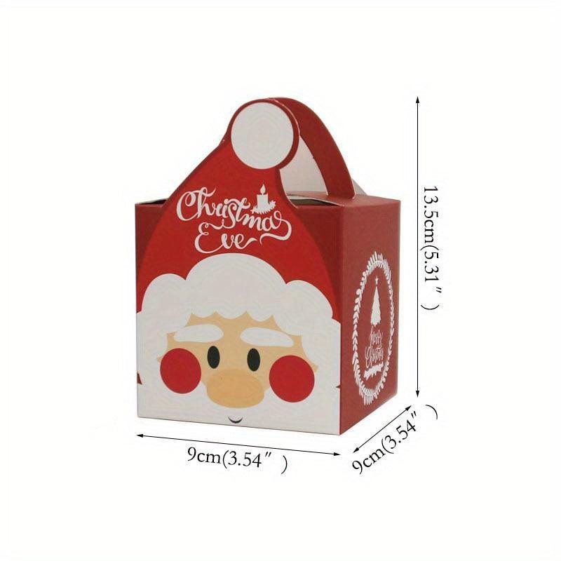 10pcs Cartoon Merry Christmas Treat Boxes for Candy Biscuit Cakes Paper Box