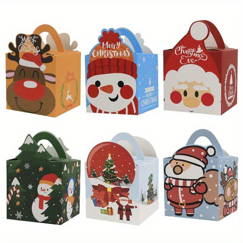 10pcs Cartoon Merry Christmas Treat Boxes for Candy Biscuit Cakes Paper Box