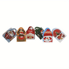 10pcs Cartoon Merry Christmas Treat Boxes for Candy Biscuit Cakes Paper Box