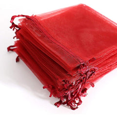 20Pcs Wine Organza Gift Bags Small Mesh Drawstring Christmas Gift