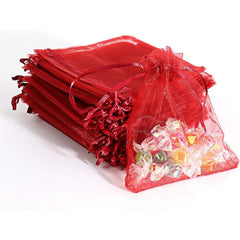 20Pcs Wine Organza Gift Bags Small Mesh Drawstring Christmas Gift