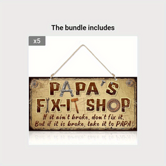 Vintage Papa's Fix It Shop Hanging Sign