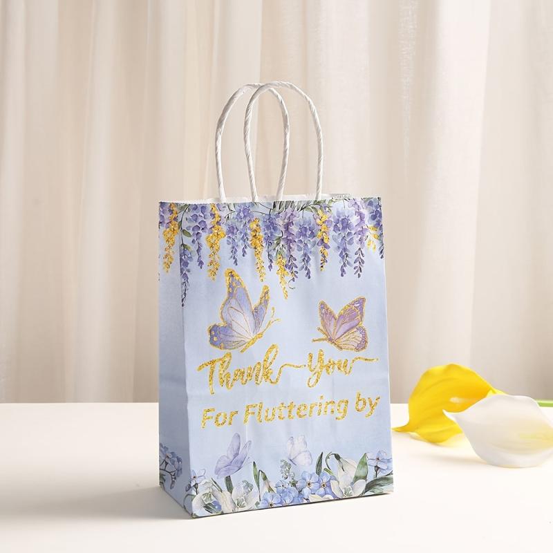 6pcs Butterfly & Bird Paper Bags Brown Gift Tote with Candy Bags Party Supplies