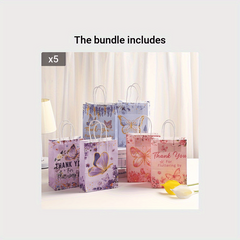6pcs Butterfly & Bird Paper Bags Brown Gift Tote with Candy Bags Party Supplies