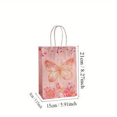 6pcs Butterfly & Bird Paper Bags Brown Gift Tote with Candy Bags Party Supplies