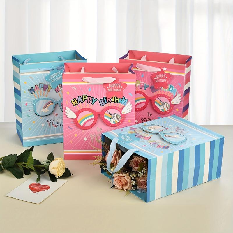 4pcs Happy Birthday Gift Bags with Tissue Papers and Tag - Medium