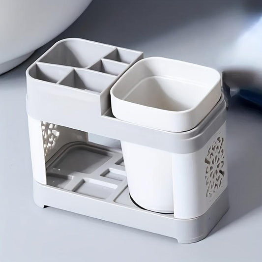 Hollow Toothbrush and Toothpaste Holder Set for Bathroom Storage