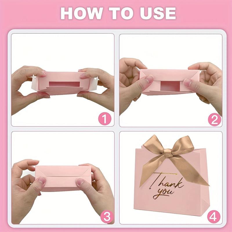 10pcs Pink Gift Bags Bulk Party Shopping Retail Merchandise Favor