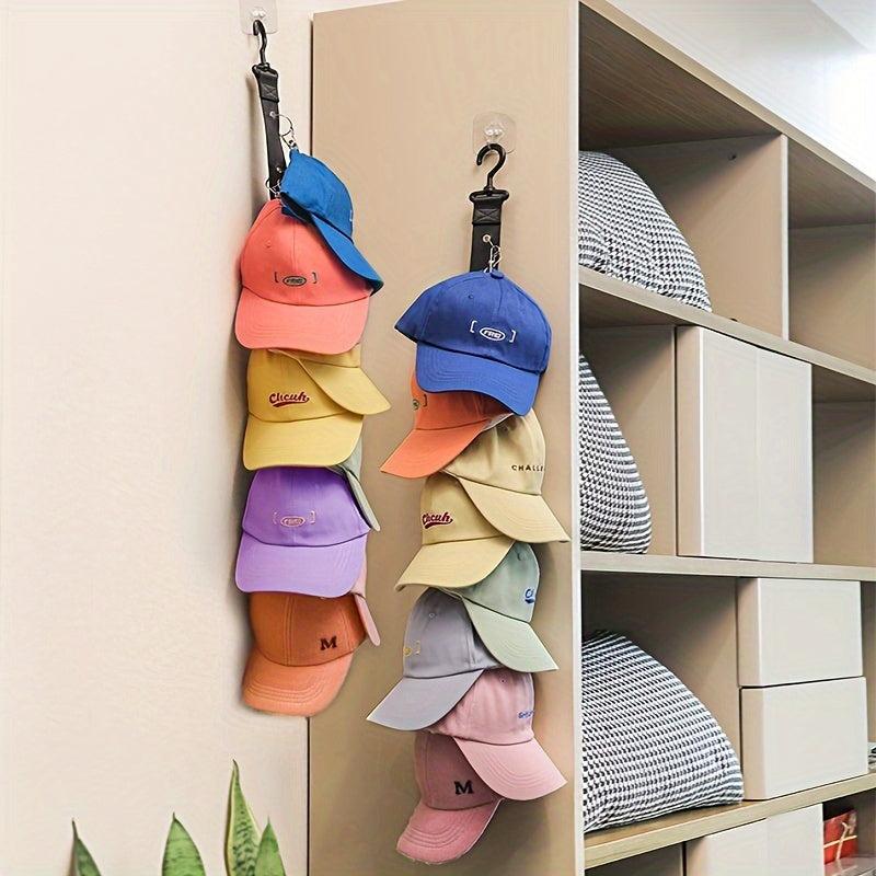 Baseball Cap Storage Organizer with Eight Clips - Holds Up To 16 Caps