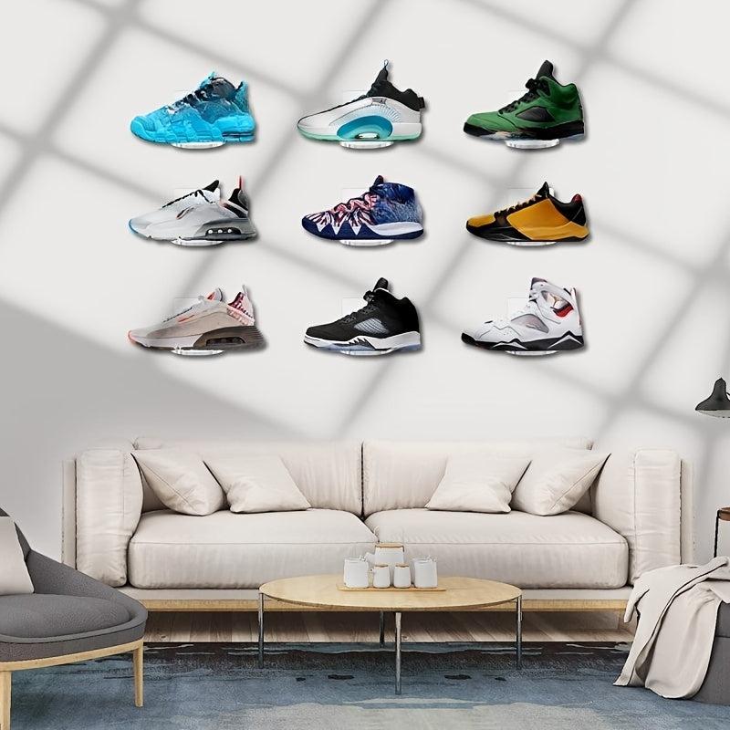 6pcs Acrylic Shoe Display Racks Wall Mounted Floating Shelves