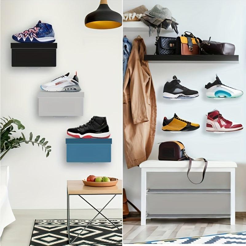 6pcs Acrylic Shoe Display Racks Wall Mounted Floating Shelves