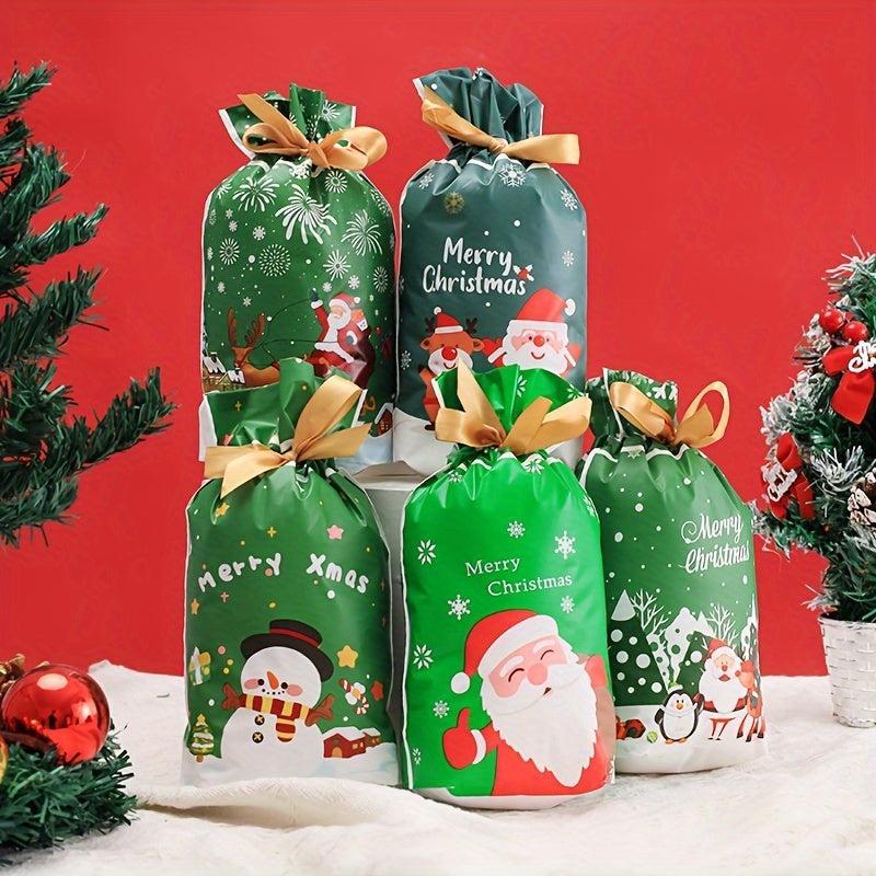 40pcs Mixed Christmas Gift Bags Drawstring Safe Fruit Packaging Party Candy Bags