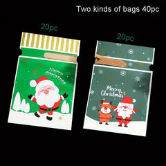 40pcs Mixed Christmas Gift Bags Drawstring Safe Fruit Packaging Party Candy Bags