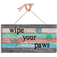 Feline Fun Wooden Wipe Your Feet Sign