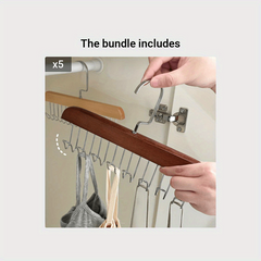Wooden Tie Rack Belt Hanger 9 Hooks Wardrobe Tie Holder Hanging Organizer