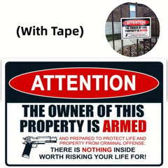 Indoor Outdoor Armed Safety Signs For Family Protection