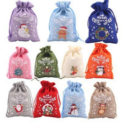 5pcs Multicoloured Christmas Candy Gift Wrap Drawstring Bag