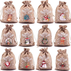 5pcs Multicoloured Christmas Candy Gift Wrap Drawstring Bag