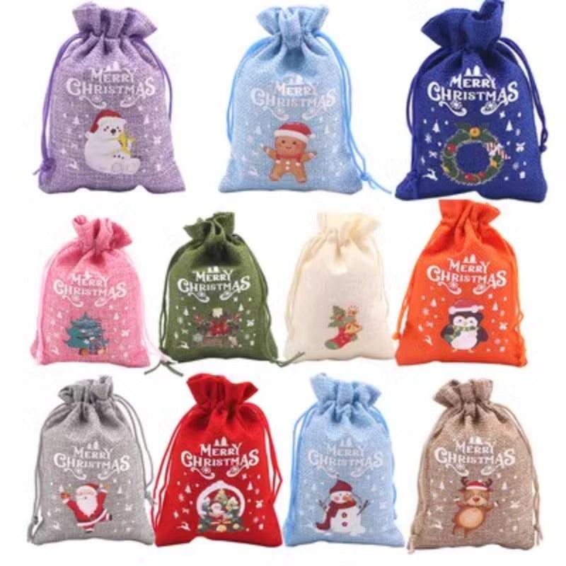 5pcs Multicoloured Christmas Candy Gift Wrap Drawstring Bag