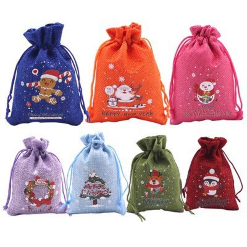 5pcs Multicoloured Christmas Candy Gift Wrap Drawstring Bag