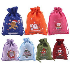 5pcs Multicoloured Christmas Candy Gift Wrap Drawstring Bag