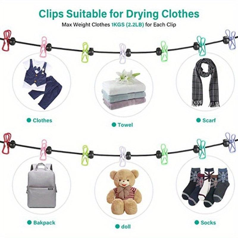 Portable Retractable Clothesline with 12 Clips