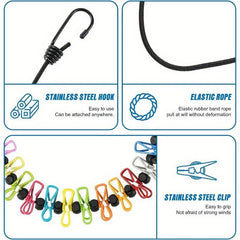 Portable Retractable Clothesline with 12 Clips